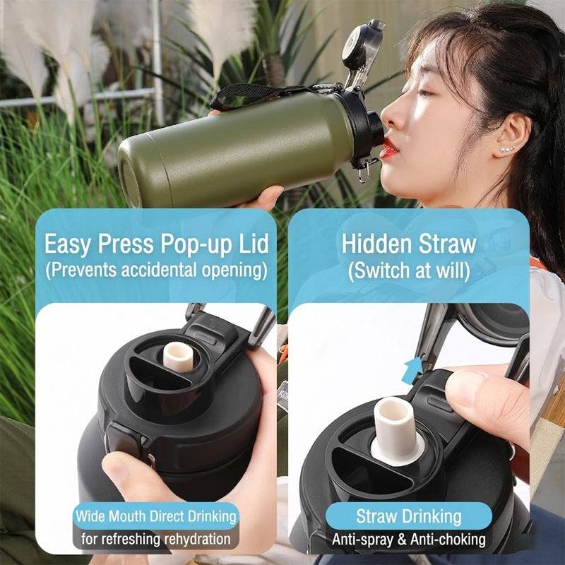 Dual-Sip 316 Stainless Steel Insulated Thermos with Hidden Straw id13 - Adventure 4x4 Works