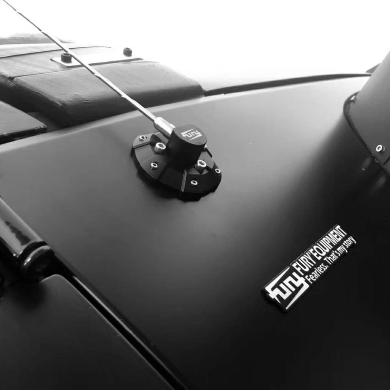 2007-2023 Jeep Wrangler JK, JL & Gladiator JT FURY Antenna Base Cover – Aluminum-Magnesium Alloy Antenna Mount Cap - Adventure 4x4 Works