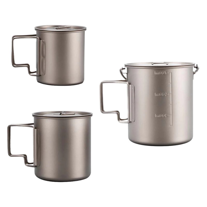 Titanium Camping Mug with Lid Foldable Handle Lightweight Outdoor Coffee Cup 10oz 15oz 24oz id1 - Adventure 4x4 Works
