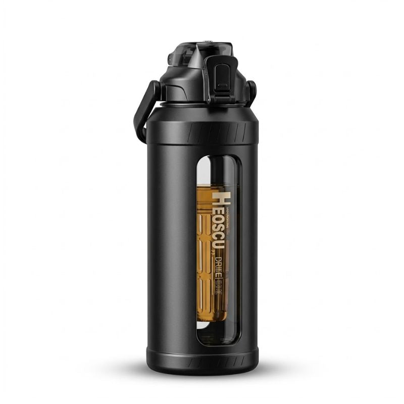 Heavy-Duty Borosilicate Glass Water Bottle with Tea Infuser | Armored Large Capacity Jug id4 - Adventure 4x4 Works